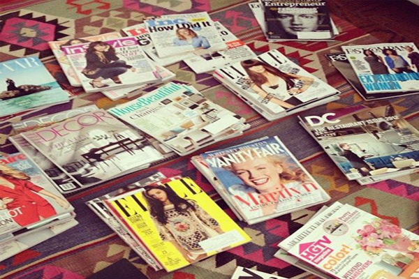 Array of old magazines